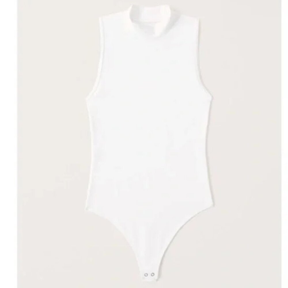 Abercrombie & Fitch Seamless Mockneck Sleeveless White Bodysuit Large L